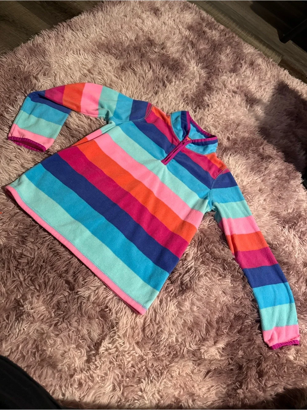 OshKosh B'gosh Girls' Striped Quarter Zip - Pink, Turquoise, Blue, Purple, Red